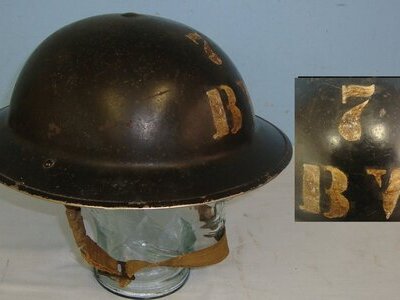 WW2 British ARP (Air Raid Precautions) Bomb Warden’s Tommy Combat Helmet Stencilled Paint ‘7 BW’ Designation Marked With Liner & Chin Strap. HE 857  Clothing