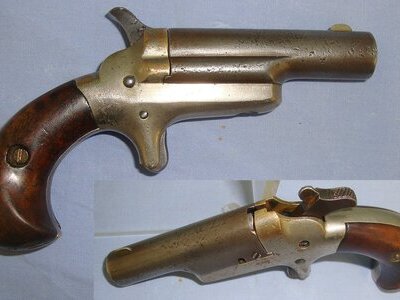 1875 - 1912 American Colt No.3 Second Model .41 Rim Fire Obsolete Calibre Factory Nickel Plated Brass Frame Single Shot Derringer With Pivot Barrel. Sn 23504 derringer .41 Short Rimfire Deringer