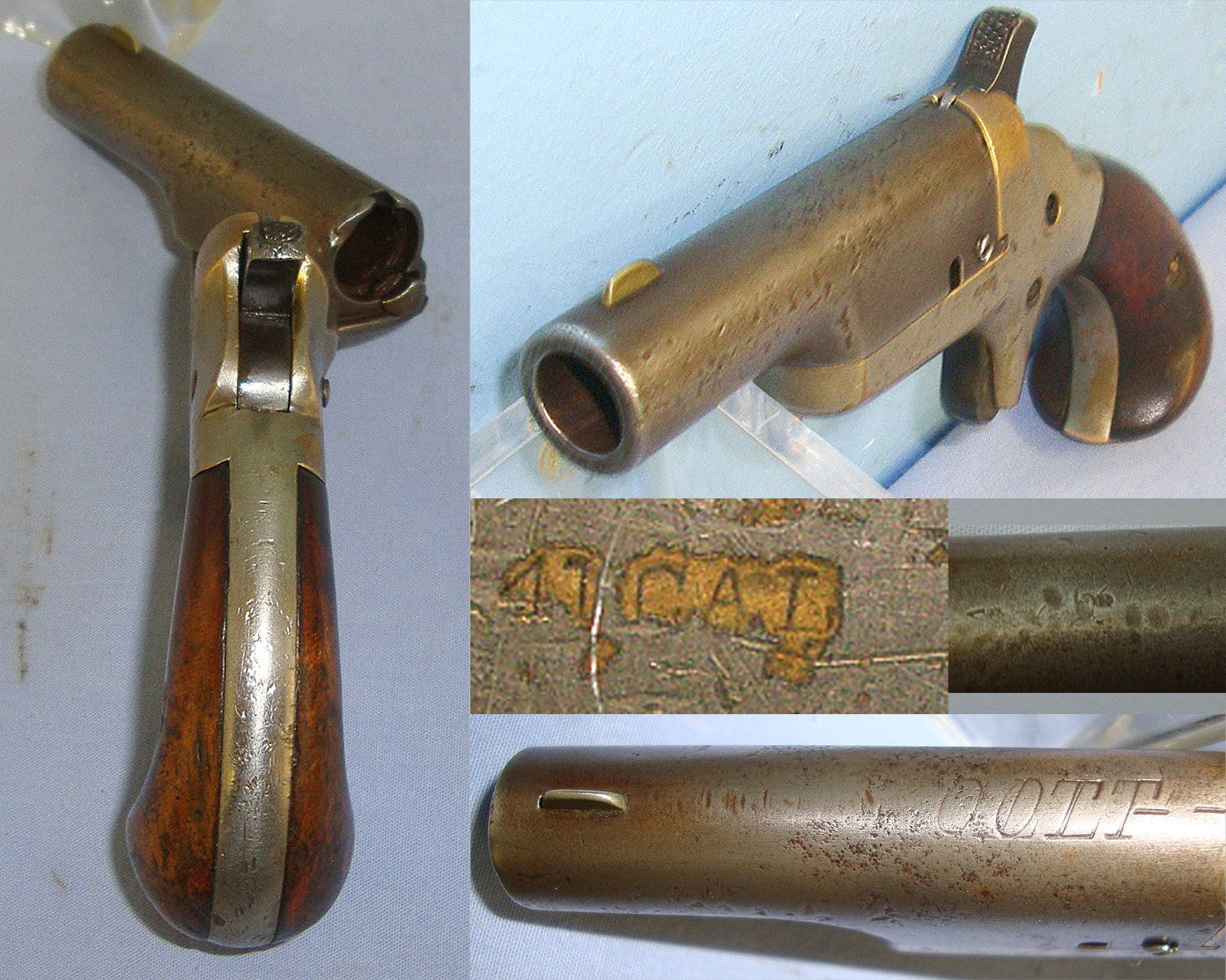 1875 - 1912 American Colt No.3 Second Model .41 Rim Fire Obsolete Calibre Factory Nickel Plated Brass Frame Single Shot Derringer With Pivot Barrel. Sn 23504 derringer .41 Short Rimfire Deringer