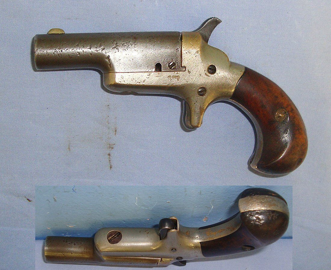 1875 - 1912 American Colt No.3 Second Model .41 Rim Fire Obsolete Calibre Factory Nickel Plated Brass Frame Single Shot Derringer With Pivot Barrel. Sn 23504 derringer .41 Short Rimfire Deringer