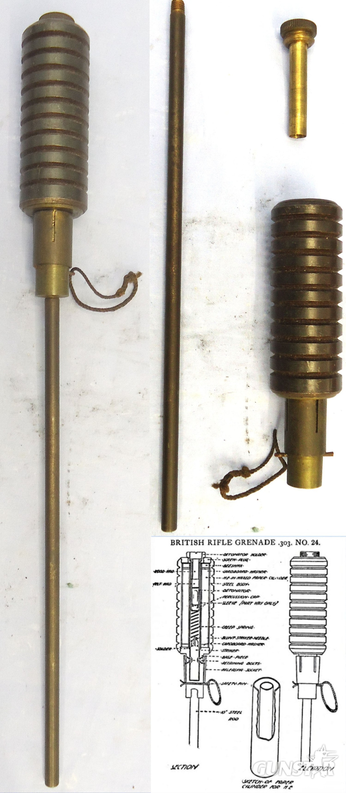 INERT DEACTIVATED. British Number 24 Mark I, Rodded Rifle Grenade. O 2408 INERT DEACTIVATED. British Number 24 Mark I, Rodded Rifle Grenade. O 2408 Various Other Ammunition in 