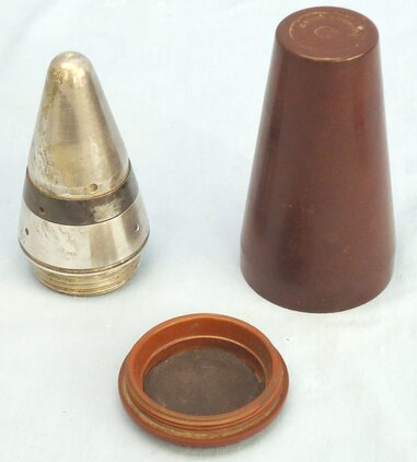 INERT. Scarce, Unfired, WW2, 1942 Dated German ZtZ.S/30 Clockwork Time Fuze In Its Original Bakelite Transit Container.  INERT. Scarce, Unfired, WW2, 1942 Dated German ZtZ.S/30 Clockwork Time Fuze In Its Original Bakelite Transit Container.   Other Ammunition