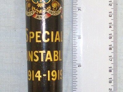 SCARCE**WW1 Era 1914-1919 Dated, King’s Crown Salford City Police Special Constable\'s Lignum Vitae Tropical Hardwood Polychrome Decorated Presentation Truncheon. Sn 22504  Antique & Militaria