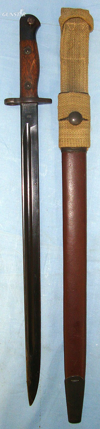 MINT*UN-ISSUED*SCARCE*Inter War, 1919 Australian, Lithgow 1907 Pattern Bayonet Marked ‘3MD’ To The 3rd Military District (Victoria) WW2 Mangrovite 1943 Scabbard & 1937 Pattern Webbing Frog. BAYO 264 Bayonet in 