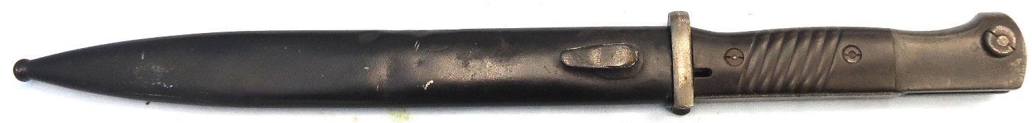 German, WWII, M84/98 3rd Model Bayonet by WKC with Brown Plastic Grips & Scabbard. BAYO 373 Bayonet 
