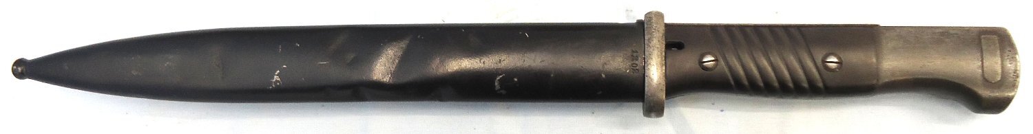 {CATEGORY} - German, WWII, M84/98 3rd Model Bayonet by WKC with Brown Plastic Grips & Scabbard. BAYO 373 Bayonet in 