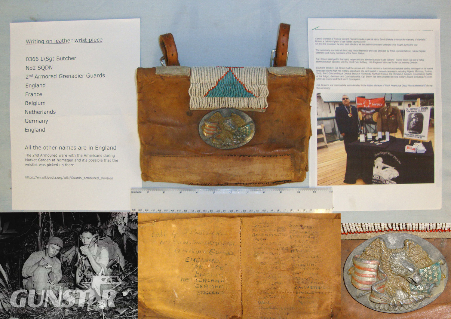 VERY RARE**WW2 U.S. Army Native American Indian Code Talkers Wampum Bead Decorated Document Satchel Pouch With Copies Of Paperwork To Garfield T Brown A U.S. Army Lakota Oglala ‘Code Talker’ . Sn 20873  Antique & Militaria in 