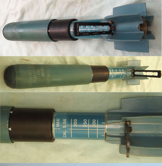 DEACTIVATED INERT. Unfired, Belgian Mecar Telgren M93BG Practice Rifle Grenade Rifle For The 5.56mm FNC Rifle. - O 1628 DEACTIVATED INERT. Unfired, Belgian Mecar Telgren M93BG Practice Rifle Grenade Rifle For The 5.56mm FNC Rifle. - O 1628  Other Ammunition