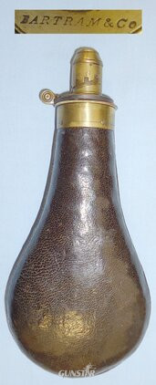 Victorian* Brass Leather Pear Shaped Iron Black Powder Flask by BARTRAM & Co. 22028. Victorian* Brass Leather Pear Shaped Iron Black Powder Flask by BARTRAM & Co. 22028.  Other Accessory in 