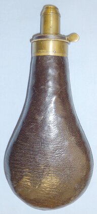  Victorian* Brass Leather Pear Shaped Iron Black Powder Flask by BARTRAM & Co. 22028. Victorian* Brass Leather Pear Shaped Iron Black Powder Flask by BARTRAM & Co. 22028.  Other Accessory