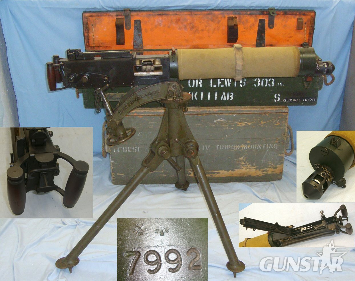 Lithgow Arms With Transit Cased 1943 Dated Tripod By RT (Randwick Tramways) & MK IV Mount. Sn 22534:17 None  Machine Gun in 
