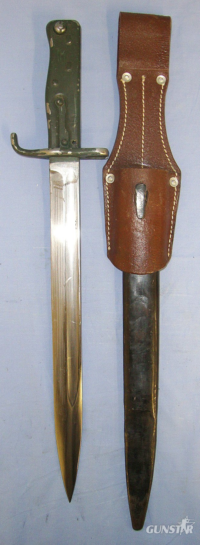Original WW1 Imperial German Model 1888/98 (M88/98) Ersatz Bayonet, Scabbard & Later Leather Frog. Sn 23484:47 Bayonet in 