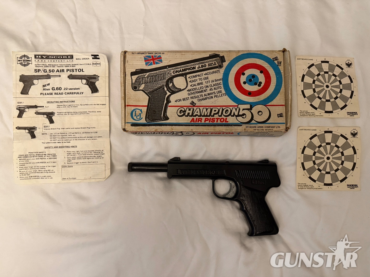 Vintage Umarex Champion J.50 Air Pistol – Boxed with Original Instructions & Targets S.P.50 .177 in 