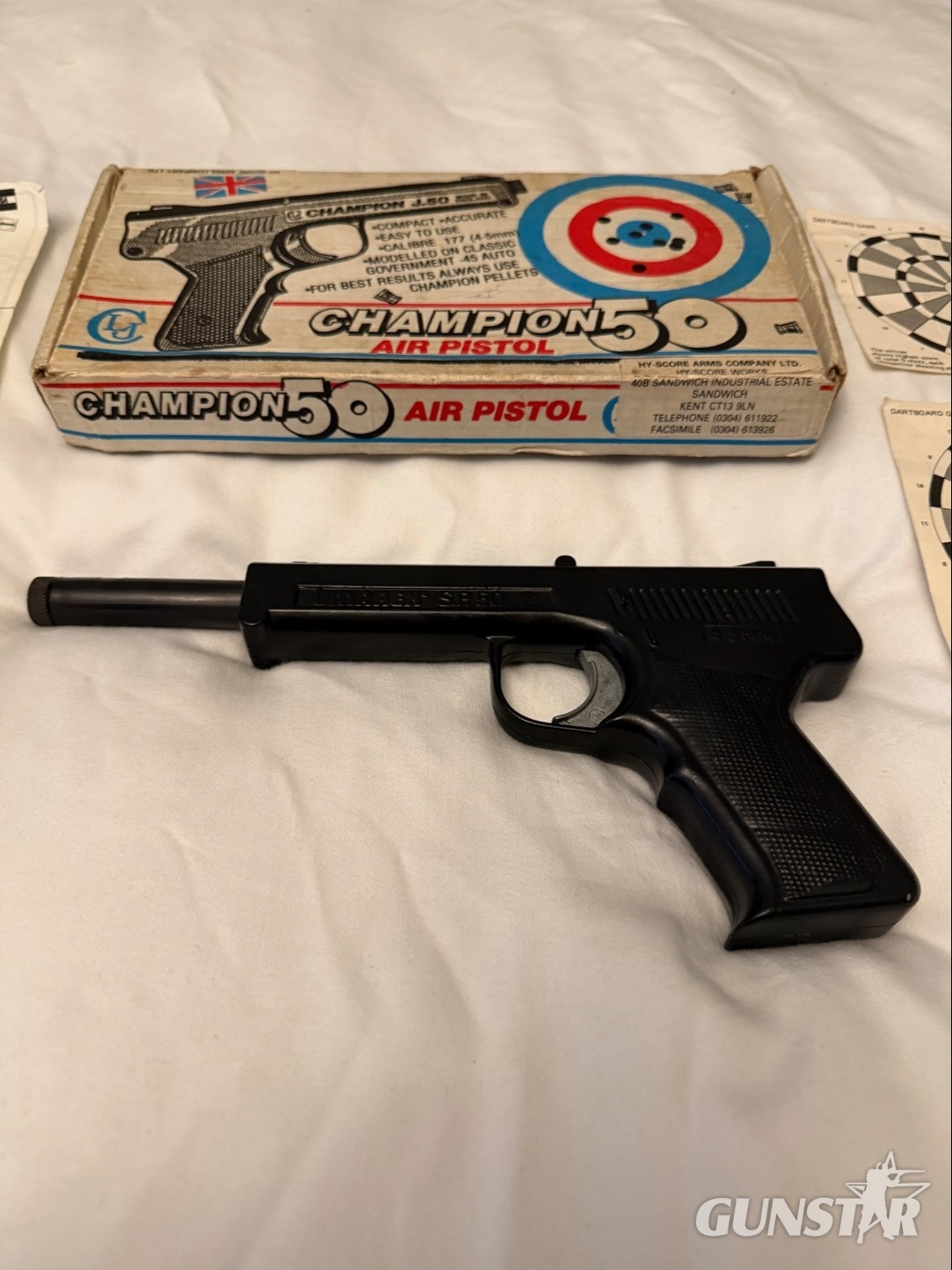 Vintage Umarex Champion J.50 Air Pistol – Boxed with Original Instructions & Targets S.P.50 .177