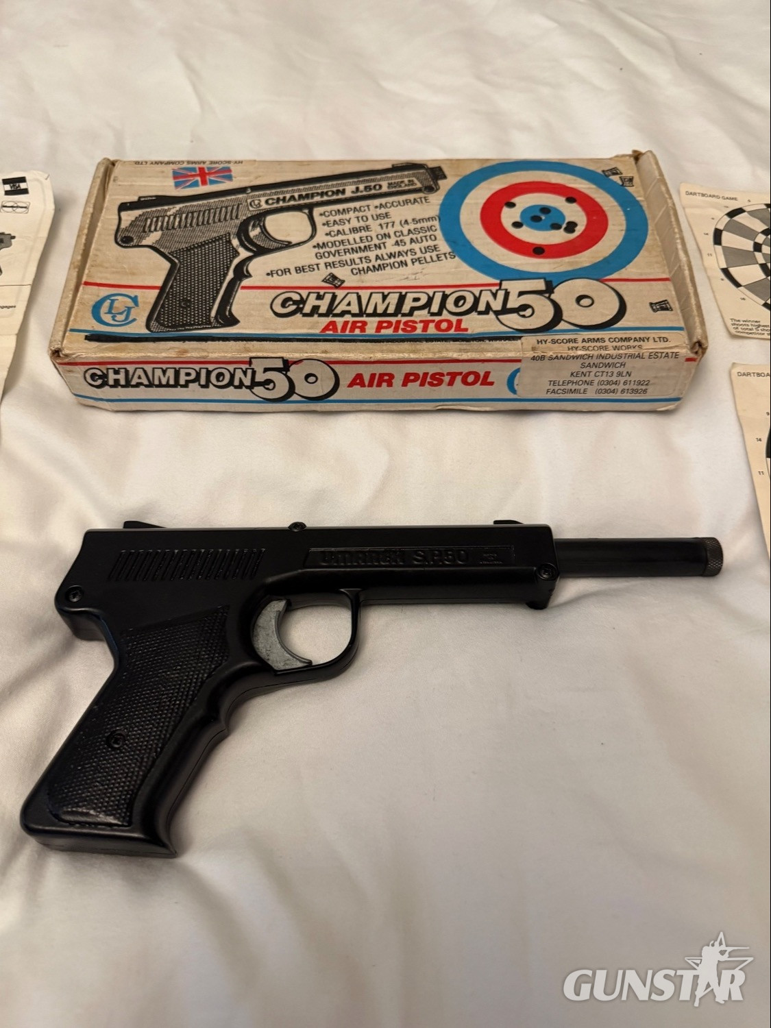  Vintage Umarex Champion J.50 Air Pistol – Boxed with Original Instructions & Targets S.P.50 .177