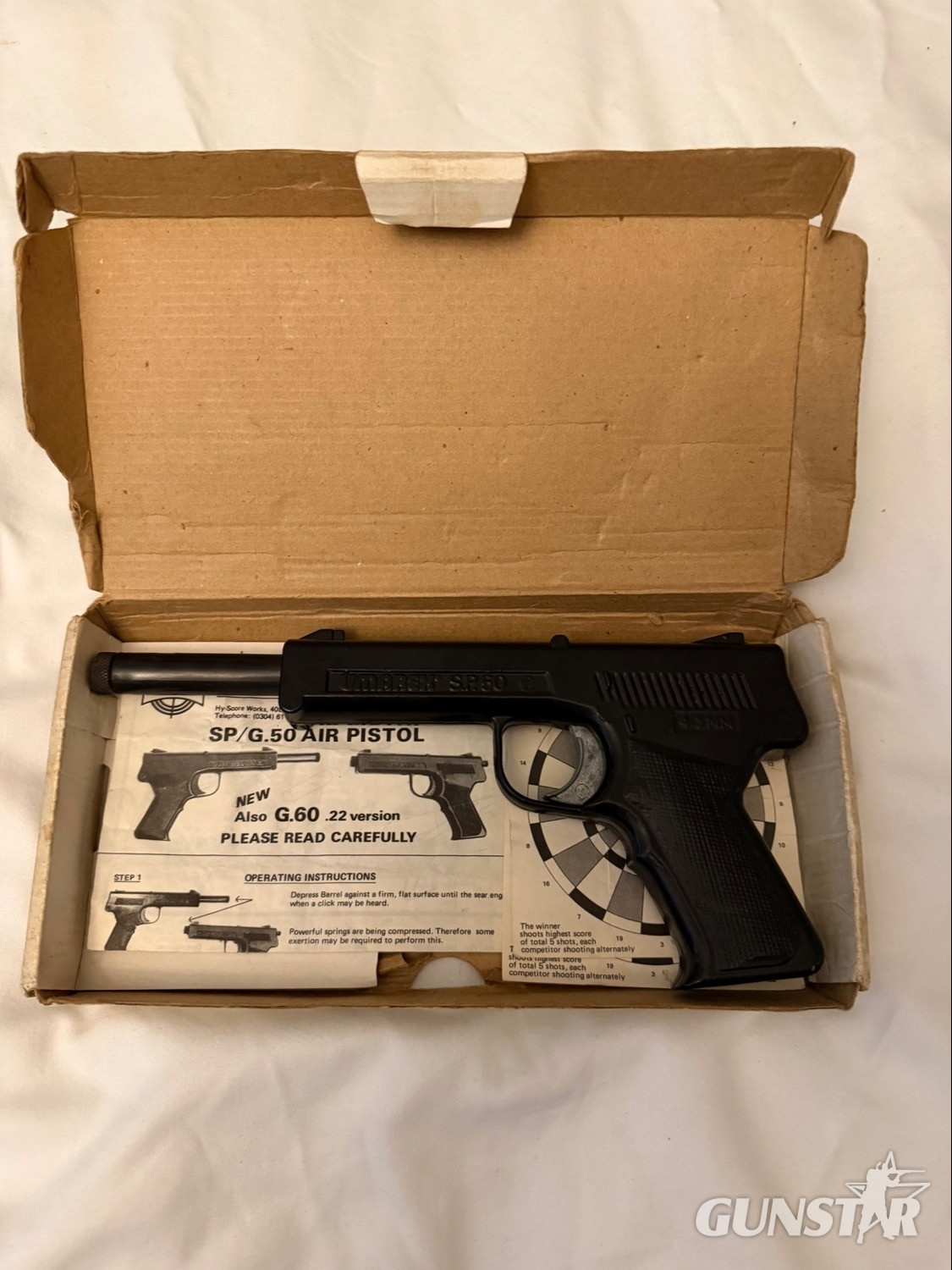 {CATEGORY} - Vintage Umarex Champion J.50 Air Pistol – Boxed with Original Instructions & Targets S.P.50 .177