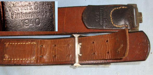  Lederweke Sedia Finkerwalde Nazi Police / Fire Other Ranks Aluminium Buckle By RS & S With Early WW2 1940 Da Clothing
