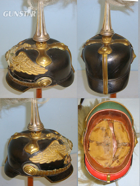  RARE Imperial Prussian Guard’s Model 1871 Spike Top Pickelhaube General Rank Officer’s Helmet With Horse Hair Plume State & National Cockades Antique & Militaria