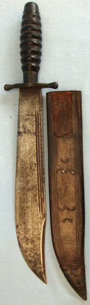 Large Victorian Era American Combat / Survival Bowie Knife By R.A. Bone and Leat Other Blade