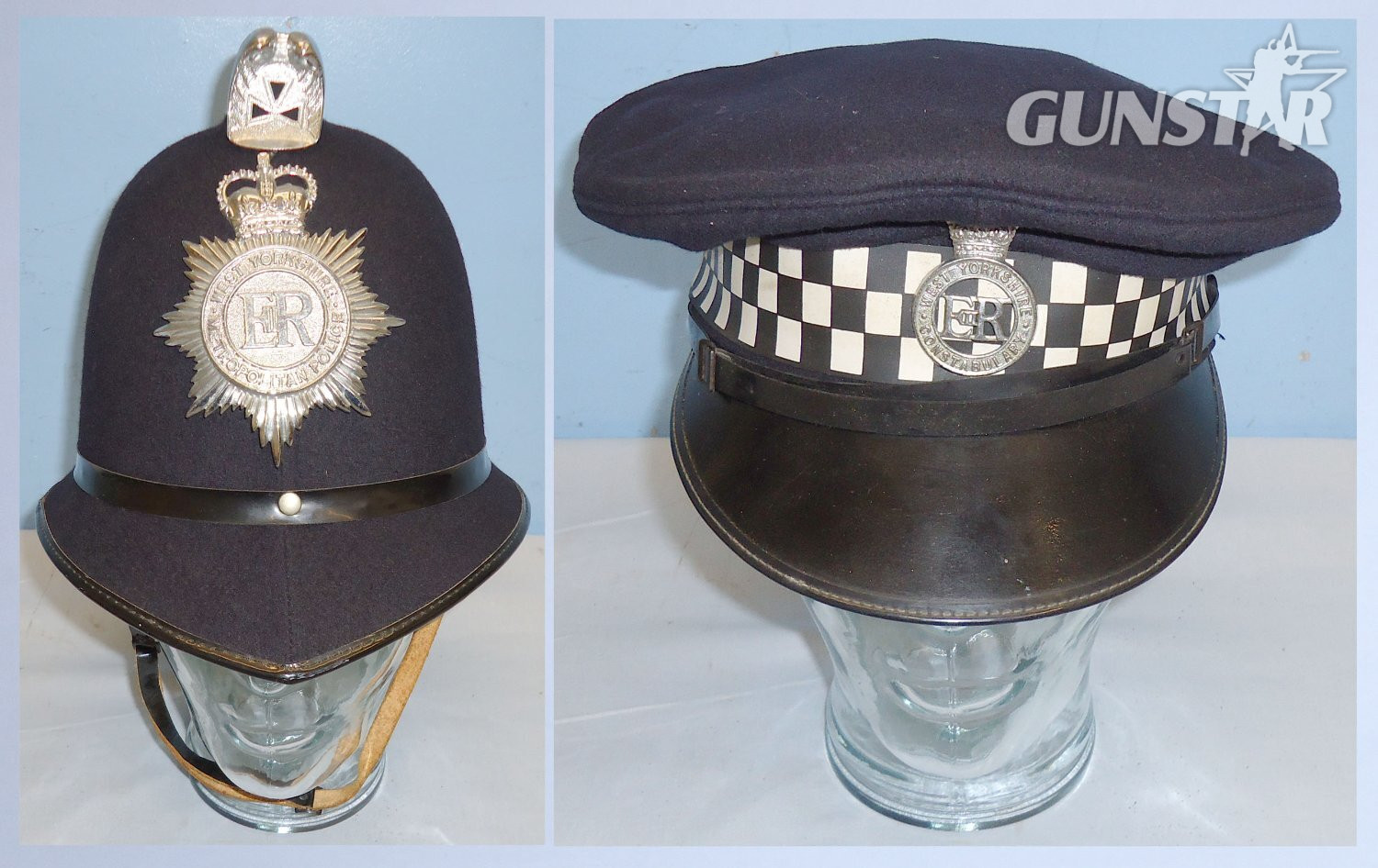 Pair* West Yorkshire Metropolitan Pre 1986 Police Hemet and Cap. POL 360. Pair* West Yorkshire Metropolitan Pre 1986 Police Hemet and Cap. POL 360.  Clothing