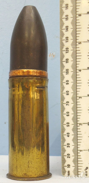 DEACTIVATED INERT. German Naval 1900 Dated 37mm (37 x 94R) Pom Pom Base Fused HE (High Explosive) Round. - O 1620 DEACTIVATED INERT. German Naval 1900 Dated 37mm (37 x 94R) Pom Pom Base Fused HE (High Explosive) Round. - O 1620  Other Ammunition in 