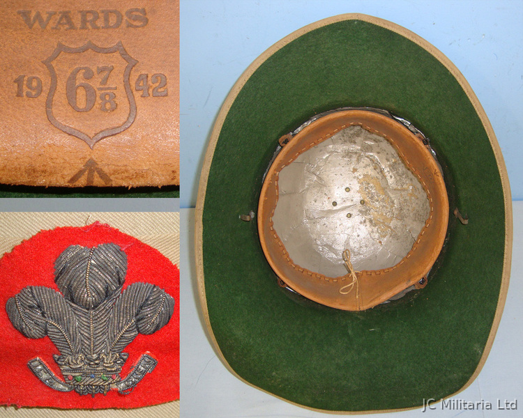 WW2 1942 British WD Welch Regiment Officer’s Overseas Service Tropical Solar Topee Helmet By Wards With Regiment Fo Clothing