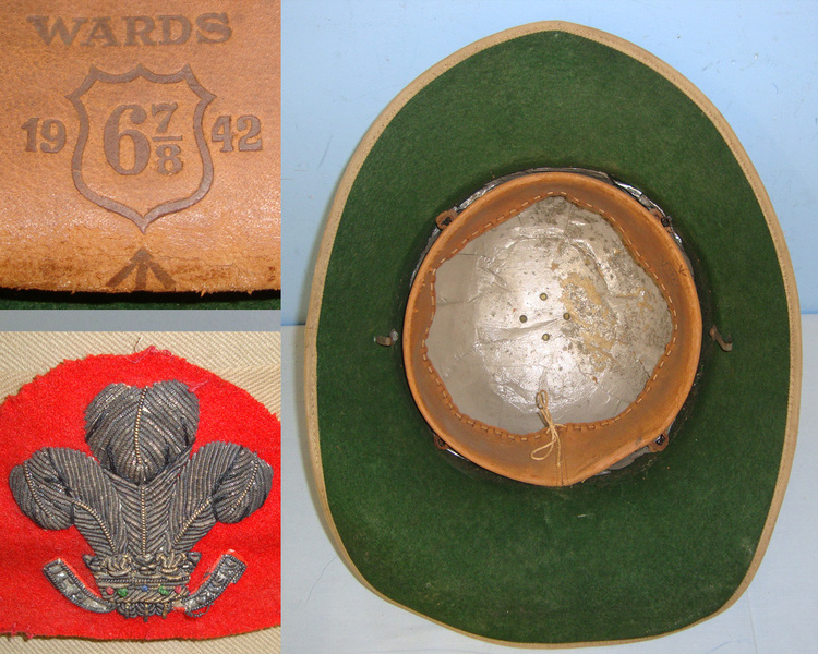 WW2 1942 British WD Welch Regiment Officer’s Overseas Service Tropical Solar Topee Helmet By Wards With Regiment Fo Clothing