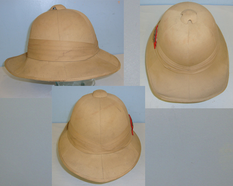  WW2 1942 British WD Welch Regiment Officer’s Overseas Service Tropical Solar Topee Helmet By Wards With Regiment Fo Clothing