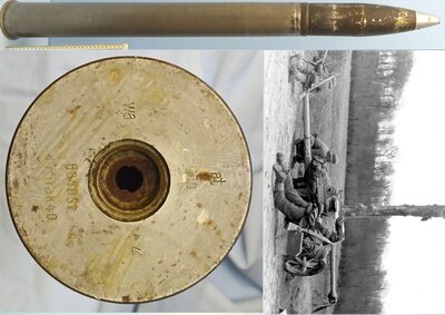 INERT DEACTIVATED. WW2, German, 1944 Dated Unfired, 7.5 cm Pak 40 (75 x 714R) HE (High Explosive) Round For The 7.5cm Panzerabwehrkanone 40 (Pak40) Anti-Tank Gun. Sn - 18955 INERT DEACTIVATED. WW2, German, 1944 Dated Unfired, 7.5 cm Pak 40 (75 x 714R) HE (High Explosive) Round For The 7.5cm Panzerabwehrkanone 40 (Pak40) Anti-Tank Gun. Sn - 18955  Other Ammunition