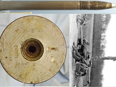 INERT DEACTIVATED. WW2, German, 1944 Dated Unfired, 7.5 cm Pak 40 (75 x 714R) HE (High Explosive) Round For The 7.5cm Panzerabwehrkanone 40 (Pak40) Anti-Tank Gun. Sn - 18955 INERT DEACTIVATED. WW2, German, 1944 Dated Unfired, 7.5 cm Pak 40 (75 x 714R) HE (High Explosive) Round For The 7.5cm Panzerabwehrkanone 40 (Pak40) Anti-Tank Gun. Sn - 18955  Other Ammunition