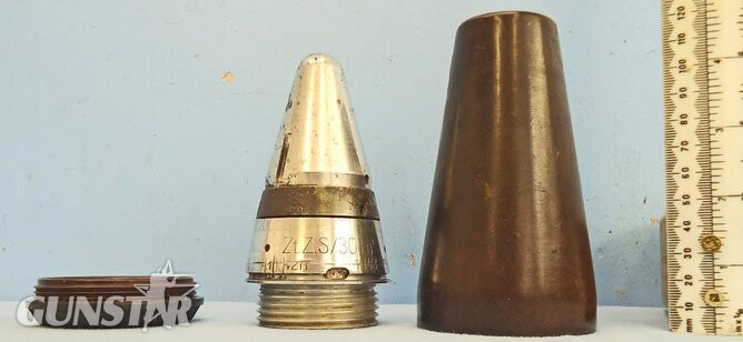 INERT. Scarce, Unfired, WW2, 1943 Dated German ZtZ.S/30 Clockwork Time Fuze In Its Original Bakelite Transit Container. - Sn 21630 INERT. Scarce, Unfired, WW2, 1943 Dated German ZtZ.S/30 Clockwork Time Fuze In Its Original Bakelite Transit Container. Sn 21630  Other Ammunition in 