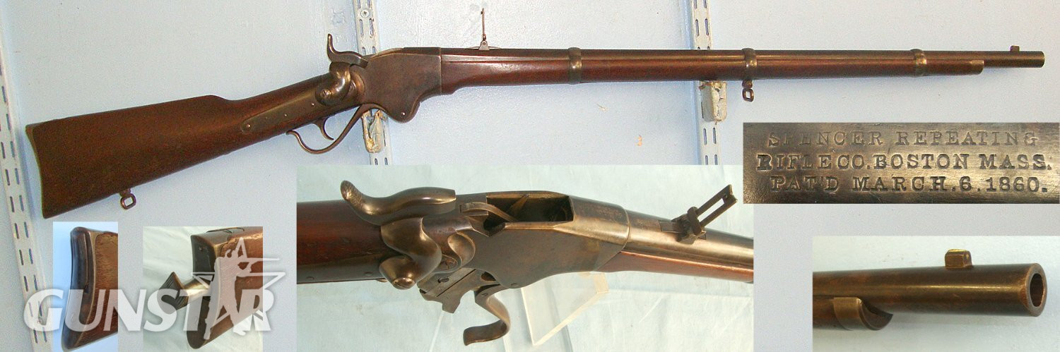 MINT BORE**RARE**U.S Army Early Post American Civil War Spencer Repeating Rifle Company USA 1860 Patent, Model 1865 .50 Rim Fire Obsolete Calibre Repeating Rifle With 7 Shot Tubular Magazine. Sn 23385 spencer Lever Action Obsolete Rifle in 