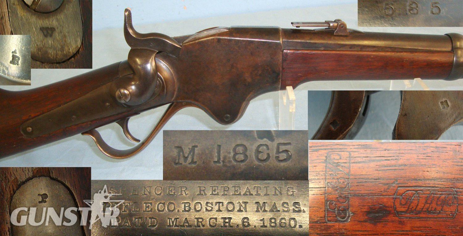 MINT BORE**RARE**U.S Army Early Post American Civil War Spencer Repeating Rifle Company USA 1860 Patent, Model 1865 .50 Rim Fire Obsolete Calibre Repeating Rifle With 7 Shot Tubular Magazine. Sn 23385 spencer Lever Action Obsolete Rifle