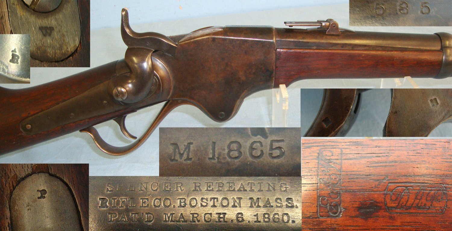 MINT BORE**RARE**U.S Army Early Post American Civil War Spencer Repeating Rifle Company USA 1860 Patent, Model 1865 .50 Rim Fire Obsolete Calibre Repeating Rifle With 7 Shot Tubular Magazine. Sn 23385 spencer Lever Action Obsolete Rifle