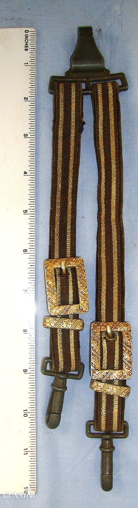WW2 Era Nazi German Third Reich Dagger Hanger Straps Most Likely For Diplomatic Service Daggers With DRGM (Quality Assurance) & manufacturer ‘Barred A’ (F. W. Assmann & Söhne of Lüdenscheid) Marked Clip. Sn 23484:13  Dagger in 