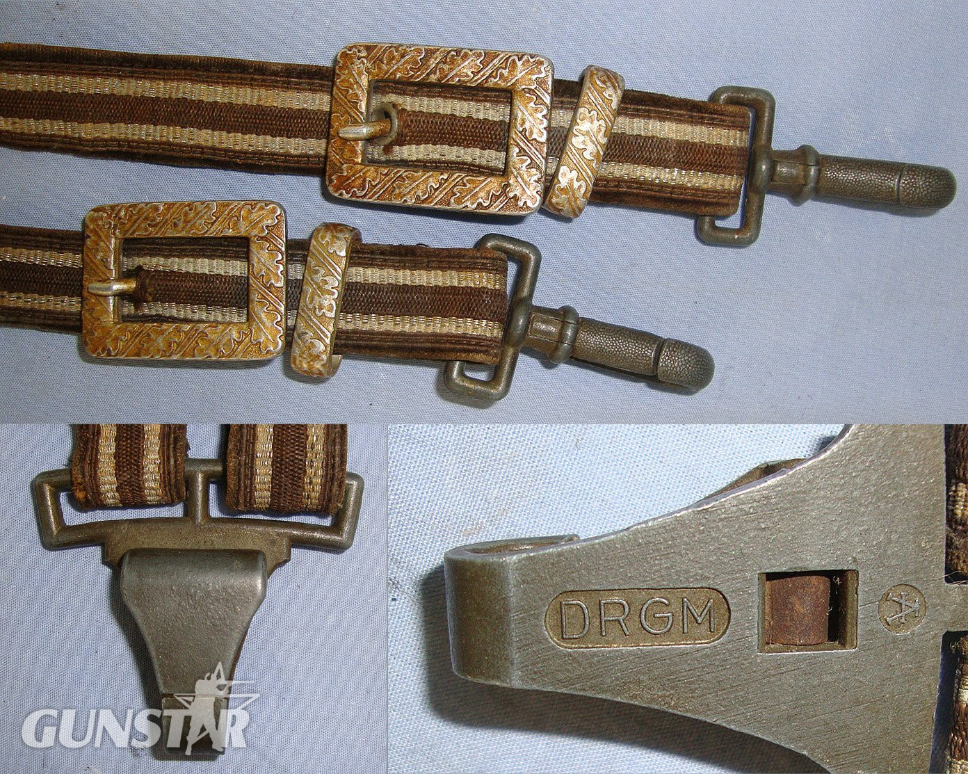 WW2 Era Nazi German Third Reich Dagger Hanger Straps Most Likely For Diplomatic Service Daggers With DRGM (Quality Assurance) & manufacturer ‘Barred A’ (F. W. Assmann & Söhne of Lüdenscheid) Marked Clip. Sn 23484:13  Dagger