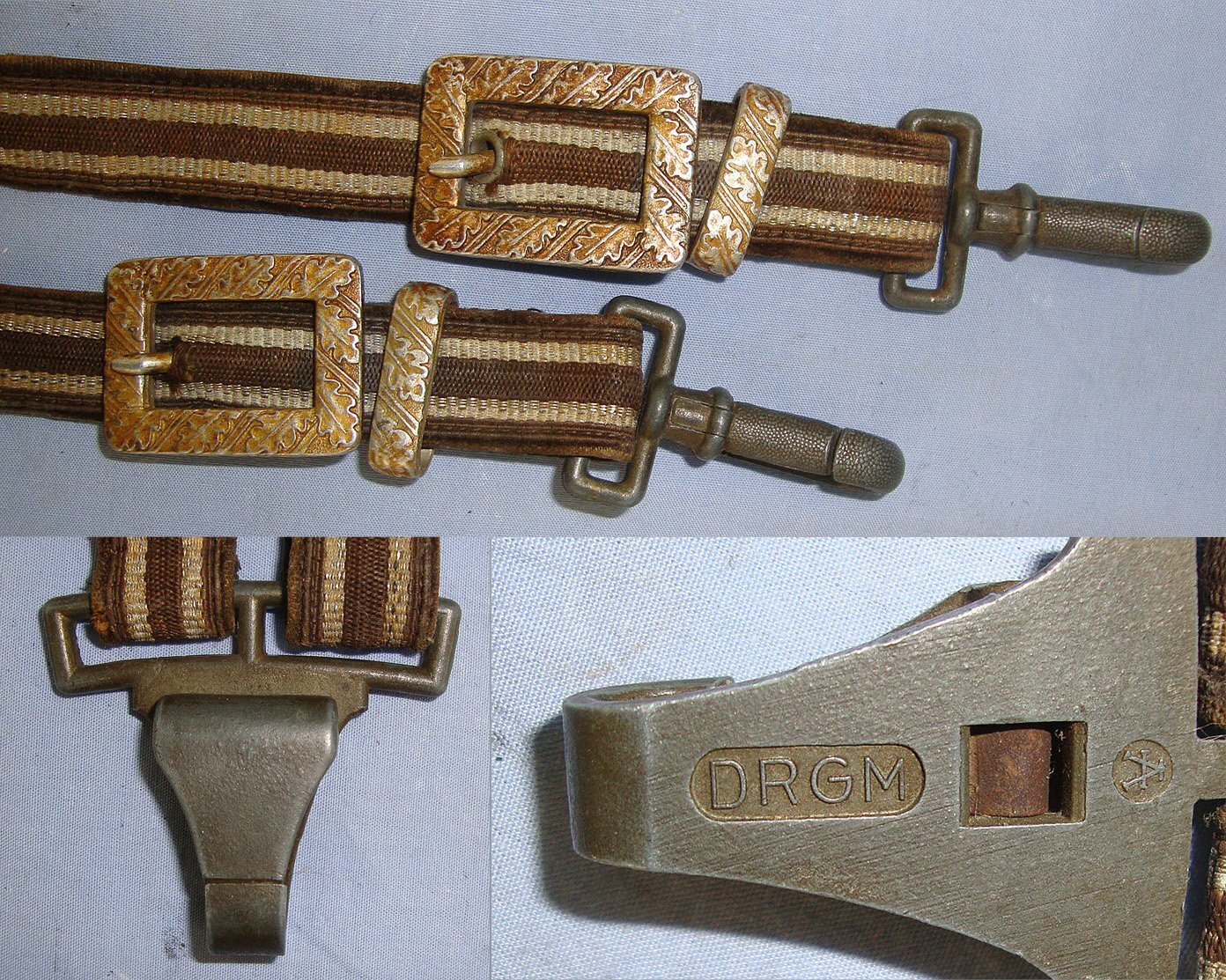 WW2 Era Nazi German Third Reich Dagger Hanger Straps Most Likely For Diplomatic Service Daggers With DRGM (Quality Assurance) & manufacturer ‘Barred A’ (F. W. Assmann & Söhne of Lüdenscheid) Marked Clip. Sn 23484:13b  Dagger