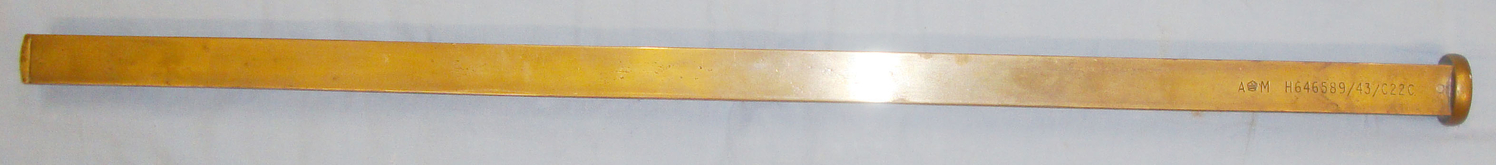  WWII Air Ministry Square Section Solid Brass 50 Gallon Drum Dip-Stick. MISC 925. WWII Air Ministry Square Section Solid Brass 50 Gallon Drum Dip-Stick. MISC 925. Antique & Militaria