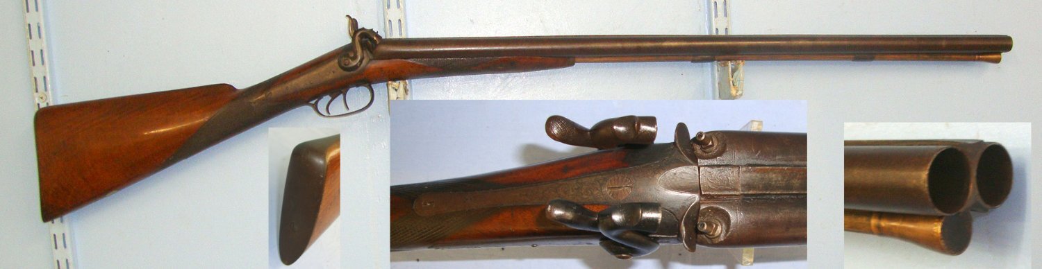  Victorian C1860 English Form 13 Bore Double Barreled Muzzle Loading Percussion Sporting Shotgun. Sn 22618 Muzzleloader 13 Bore/gauge