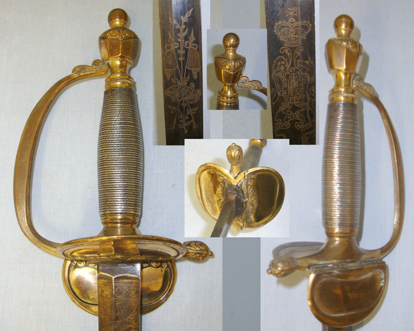 SUPERB**VERY RARE**NAPOLEONIC PENINSULAR WARS ERA** British W. Parker London Warranted 1796 Pattern Infantry Officer’s Sword With Blued & Gilt Etched Blade. ED 2594 Sword