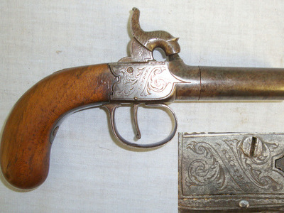 C1840 English Thomas Smith London 50 Bore Percussion Pocket Pistol With Turn Off Barrel. None Muzzleloader