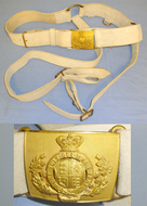 Victorian Boer War Era British Royal Engineers Or Royal Artillery Officers Buff Leather Sword Belt With Gilt Queen’s Crown Buckle.  Other Accessory