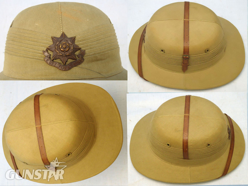 Original WW2 Era British Officers Private Purchase East Yorkshire Regiment Worsley Pattern, Cawnpore Style, Overseas Service Tropical Solar Topee Helmet By Cherag Din Ghulam Mohamed of Khartoum. - HE 837 Original WW2 Era British Officers Private Purchase East Yorkshire Regiment Worsley Pattern, Cawnpore Style, Overseas Service Tropical Solar Topee Helmet By Cherag Din Ghulam Mohamed of Khartoum. - HE 837 Clothing