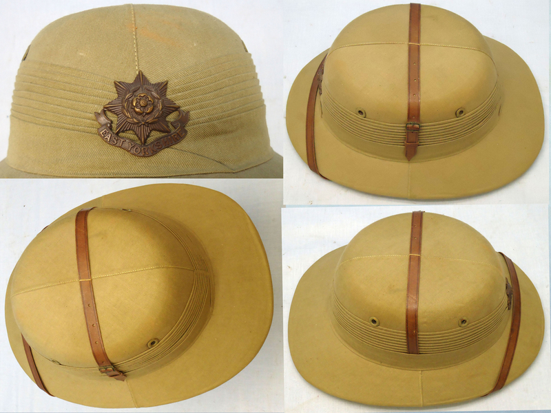 Original WW2 Era British Officers Private Purchase East Yorkshire Regiment Worsley Pattern, Cawnpore Style, Overseas Service Tropical Solar Topee Helmet By Cherag Din Ghulam Mohamed of Khartoum. - HE 837 Original WW2 Era British Officers Private Purchase East Yorkshire Regiment Worsley Pattern, Cawnpore Style, Overseas Service Tropical Solar Topee Helmet By Cherag Din Ghulam Mohamed of Khartoum. - HE 837 Clothing