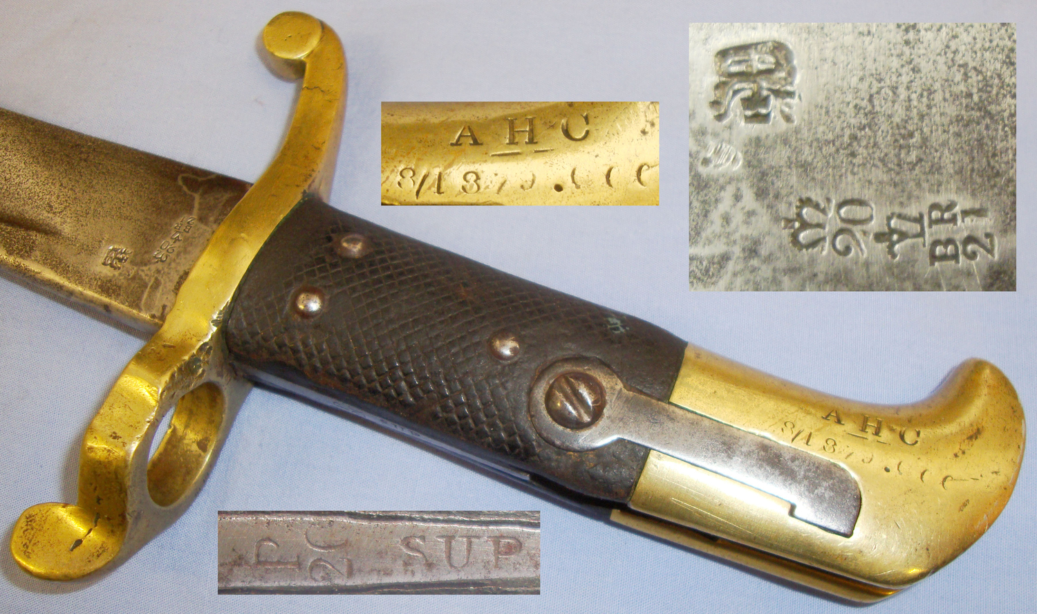 Scarce* 1855 Sword Bayonet for the Royal Sappers & Miners Carbine Marked A.H.C. (Army Hospital Corps). BAYO 371. Bayonet