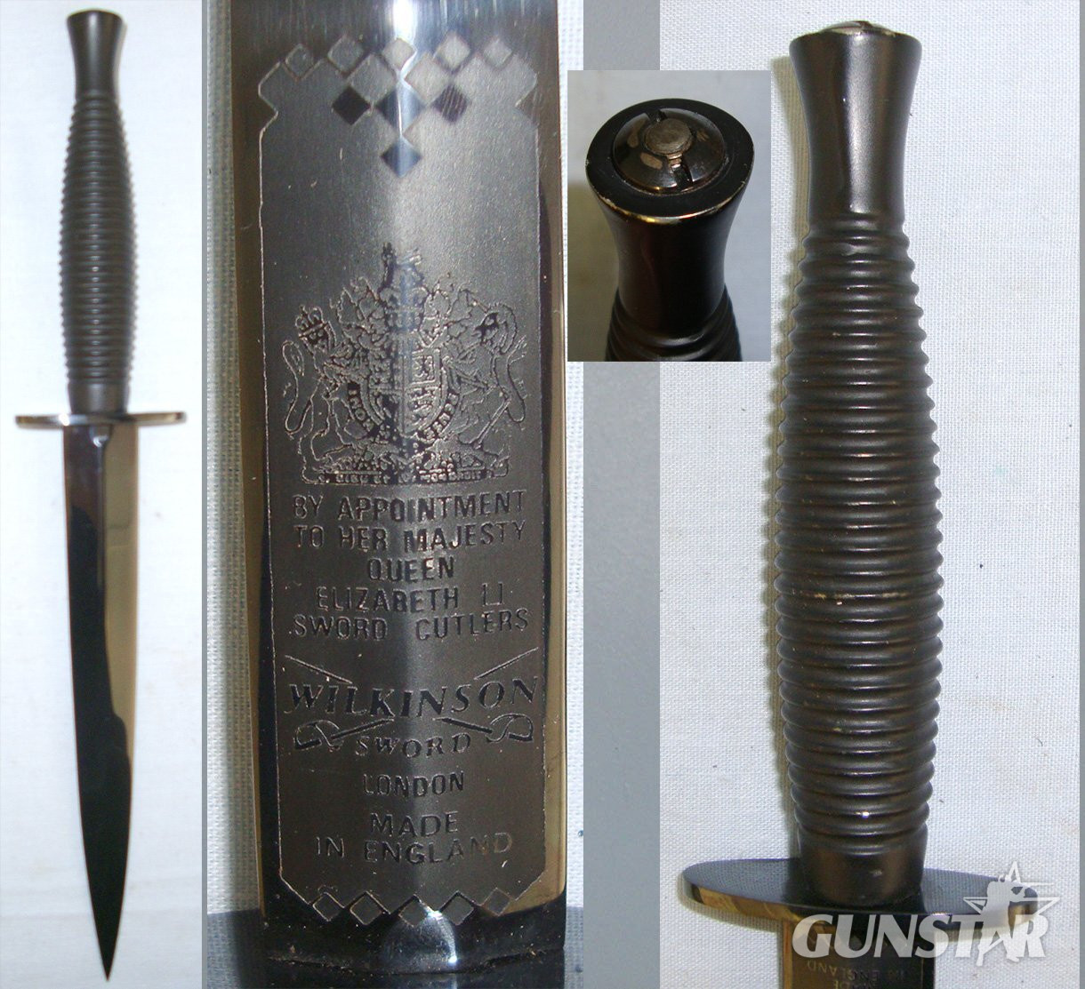 Cased Post 1952 QE II British Wilkinson Sword ‘Best Commando On Course Prize’ 3rd Pattern Fairbairn Sykes FS Fighting Knife With Etched Panel. Sn 23484:48  Knive in 