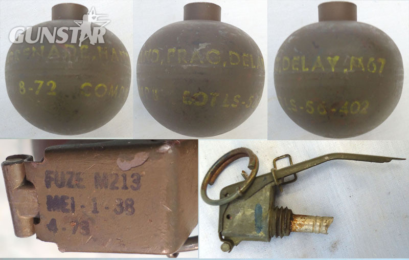 INERT DEACTIVATED. Vietnam War Period American M67 Fragmentation Hand Grenade And Transit Container. - O 2076 INERT DEACTIVATED. Vietnam War Period American M67 Fragmentation Hand Grenade And Transit Container. - O 2076  Other Ammunition