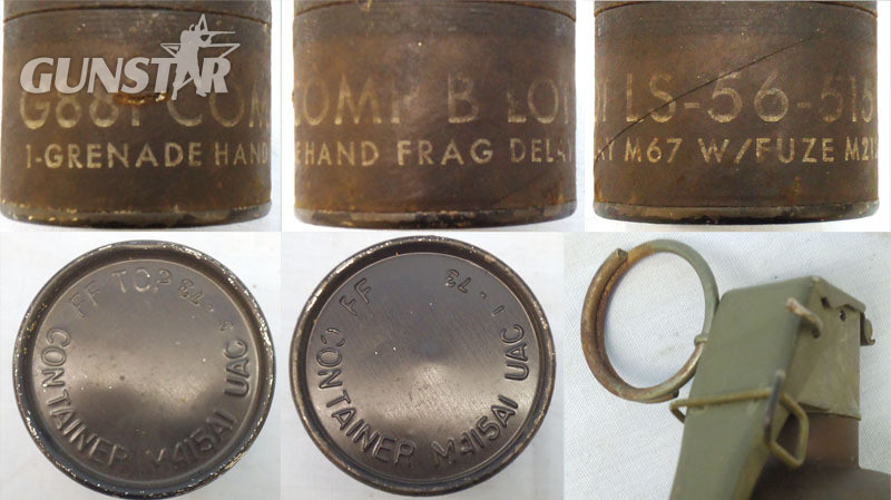  INERT DEACTIVATED. Vietnam War Period American M67 Fragmentation Hand Grenade And Transit Container. - O 2076 INERT DEACTIVATED. Vietnam War Period American M67 Fragmentation Hand Grenade And Transit Container. - O 2076  Other Ammunition