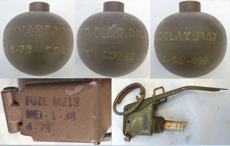 INERT DEACTIVATED. Vietnam War Period American M67 Fragmentation Hand Grenade And Transit Container. - O 2076 INERT DEACTIVATED. Vietnam War Period American M67 Fragmentation Hand Grenade And Transit Container. - O 2076  Other Ammunition