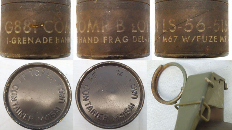  INERT DEACTIVATED. Vietnam War Period American M67 Fragmentation Hand Grenade And Transit Container. - O 2076 INERT DEACTIVATED. Vietnam War Period American M67 Fragmentation Hand Grenade And Transit Container. - O 2076  Other Ammunition
